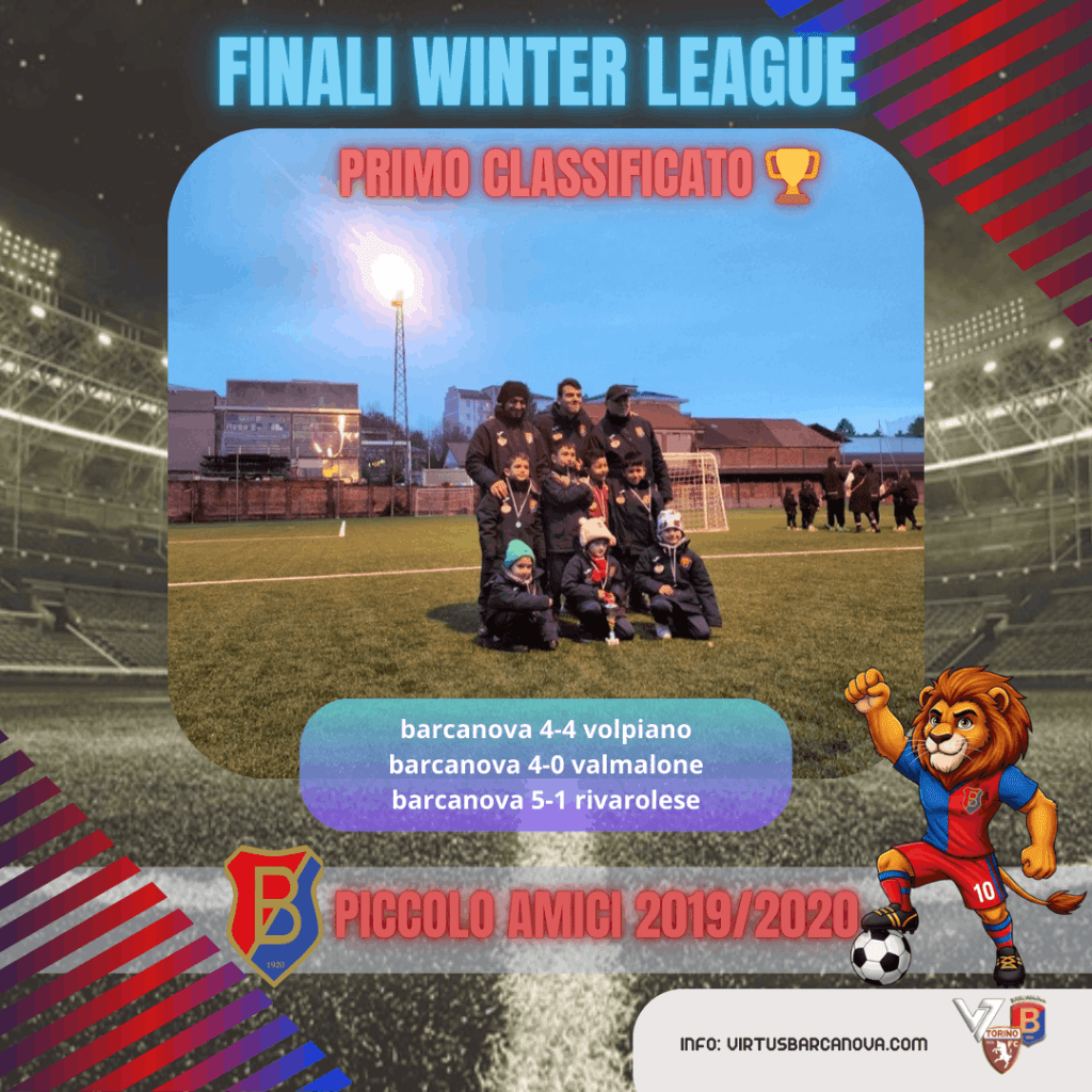 PICCOLO AMICI 20192020 ❤️💙 Finali Winter League Risultato Primo Classificato 🏆 Barcanova 4 4 Volpiano Barcanova 4 0 Valmalone Barcanova 5 1 Rivarolese