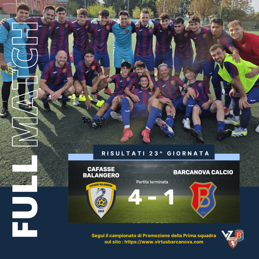 🏆 Promozione: Barcanova cade a Cafasse 4-1 il finale.
